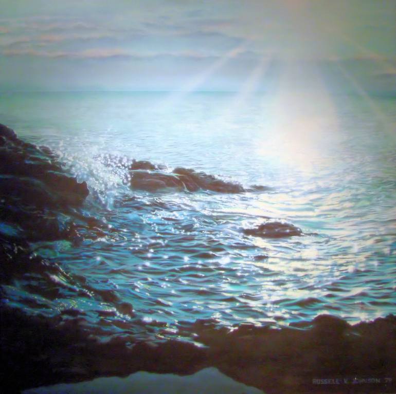 Original Landscape Painting by Russell Johnson | Realism Art on Canvas | Sun on the Water