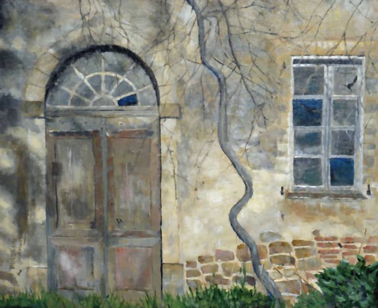 Original Architecture Painting by Russell Johnson | Impressionism Art on Canvas | A DOOR AND WINDOW AT LE MAS DE TULLE