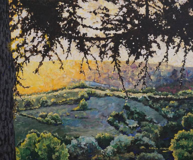Original Landscape Painting by Russell Johnson | Impressionism Art on Canvas | THE VALLEY AT SUNSET