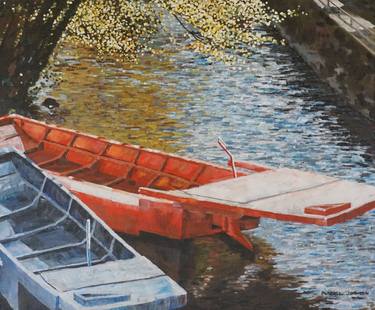 Original Impressionism Boat Paintings by Russell Johnson