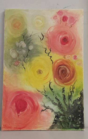 Original Abstract Expressionism Floral Painting by sartika Mohomad