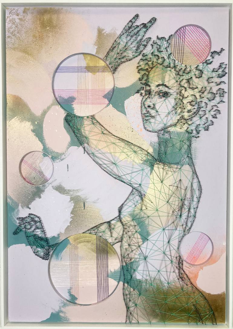 Original Geometric People Mixed Media by Imogen Morris