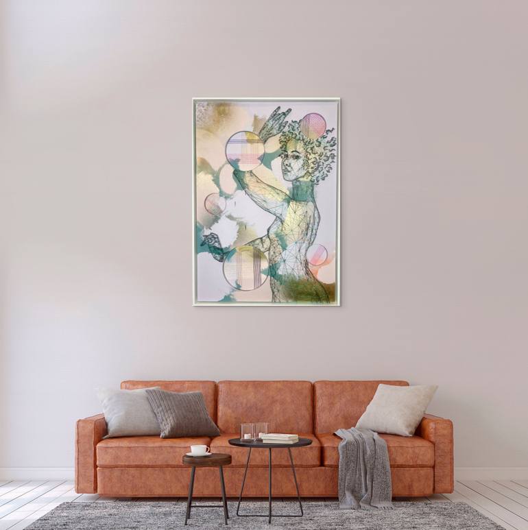 Original Geometric People Mixed Media by Imogen Morris