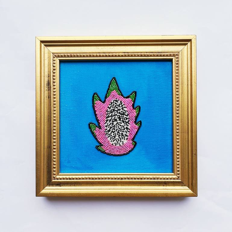 Original Food & Drink Mixed Media by Jovanitha Le Long | Pop Art Art on Acrylic | Dazzling Dragon Fruit