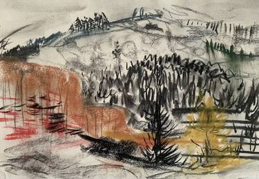 Original Expressionism Landscape Drawings by Agata Sobczak