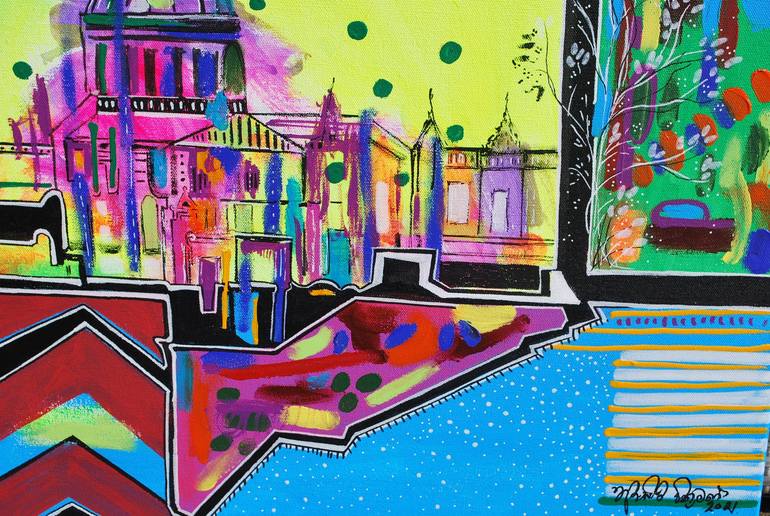 Original Abstract Architecture Painting by Aasiri Wickremage