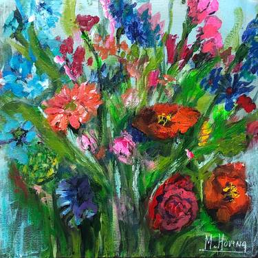 Original Expressionism Floral Painting by Martine Hoving