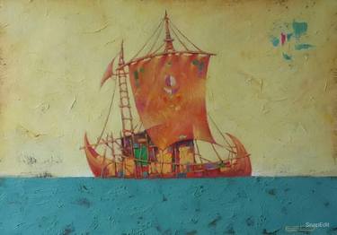 Original Sailboat Painting by Elshan Guliyev