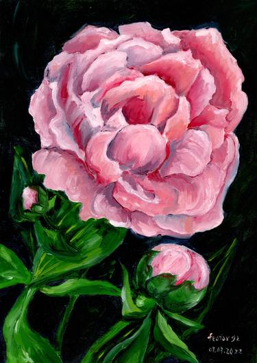 Original Art Deco Botanic Paintings by Halyna Nechyporuk