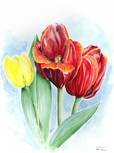 Print of Art Deco Floral Paintings by Halyna Nechyporuk