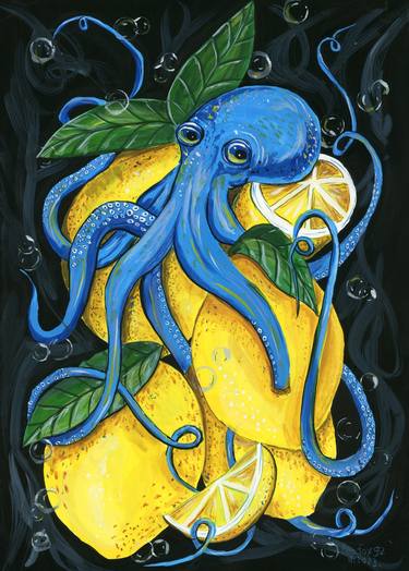 Lemons and blue octopus thumb