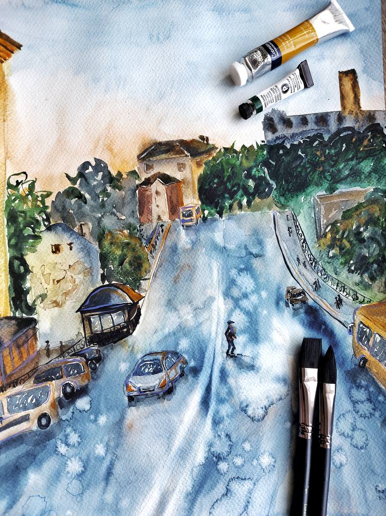 Original Abstract Landscape Painting by Halyna Nechyporuk