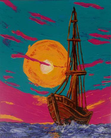 Print of Boat Paintings by christos papanastasiou