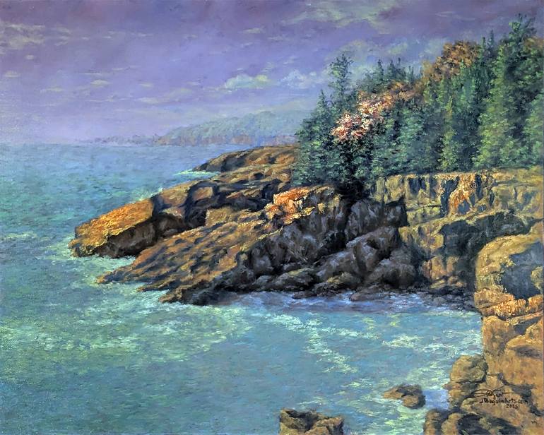 Original Landscape Painting by Jed Rallos Baguio | Realism Art on Canvas | Original Acadia National Park Oil Painting