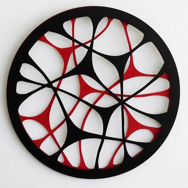 Red & Black Circle Metal Wall Art thumb