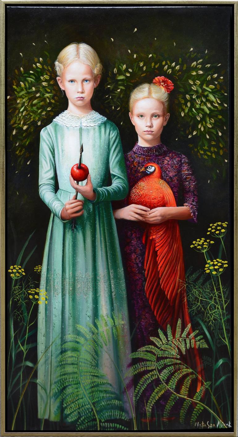 Original Romanticism Children Painting by Natasza Mirak