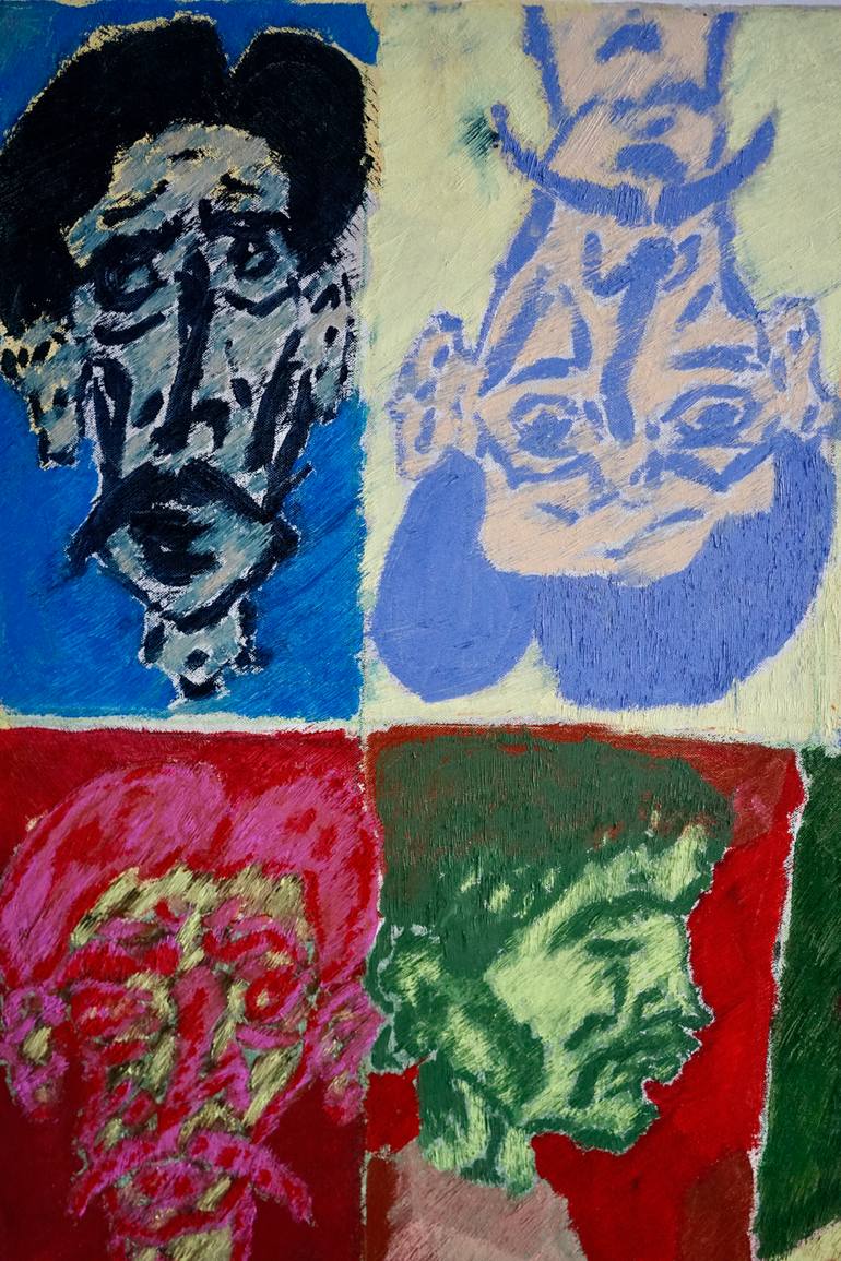 Original Abstract Expressionism Men Painting by Baltazar Sala