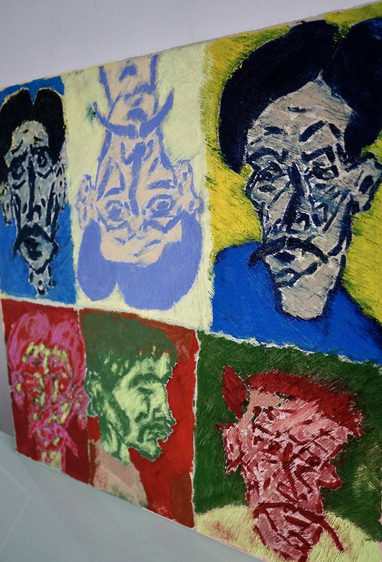 Original Abstract Expressionism Men Painting by Baltazar S