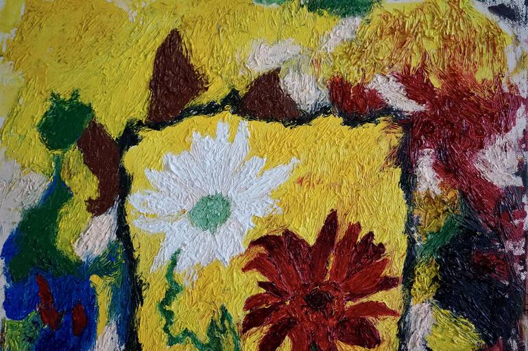 Original Abstract Expressionism Floral Painting by Baltazar S