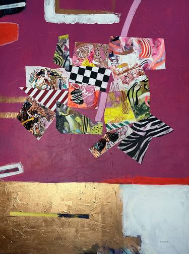 Original Abstract Expressionism Abstract Collage by Victoria Gallery Art