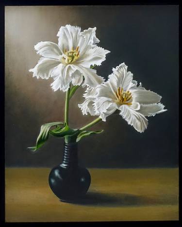 Original Fine Art Floral Painting by Mirjam Van Overbeek