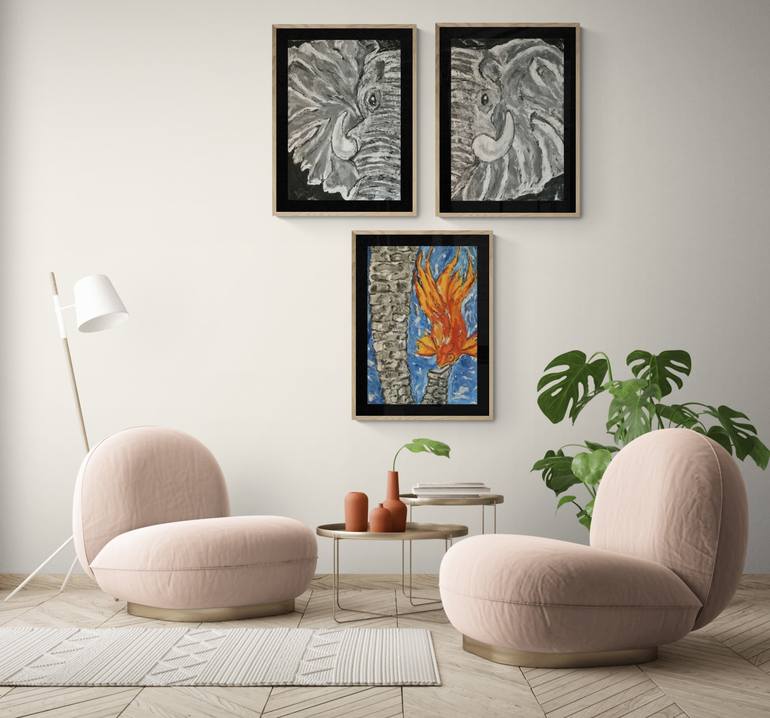 Original Abstract Animal Painting by Aleksandra Ayhan