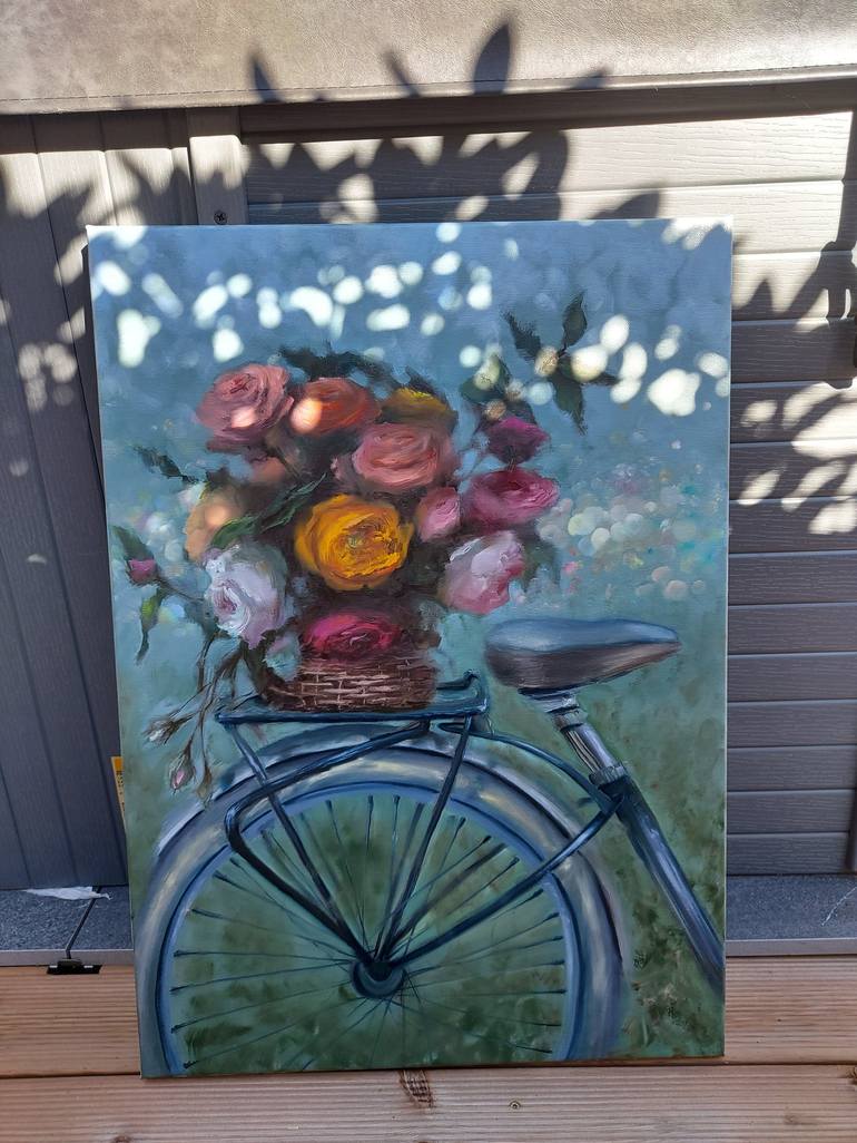 Original Bicycle Painting by Elena Mardashova