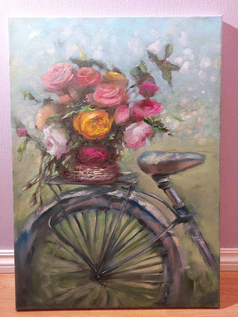 Original Contemporary Bicycle Painting by Elena Mardashova
