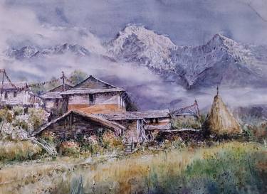 Original Fine Art Landscape Paintings by Devendra Poudyal