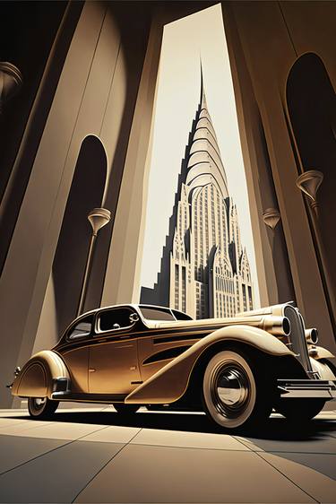 Print of Art Deco Car Digital by Lisa Lux