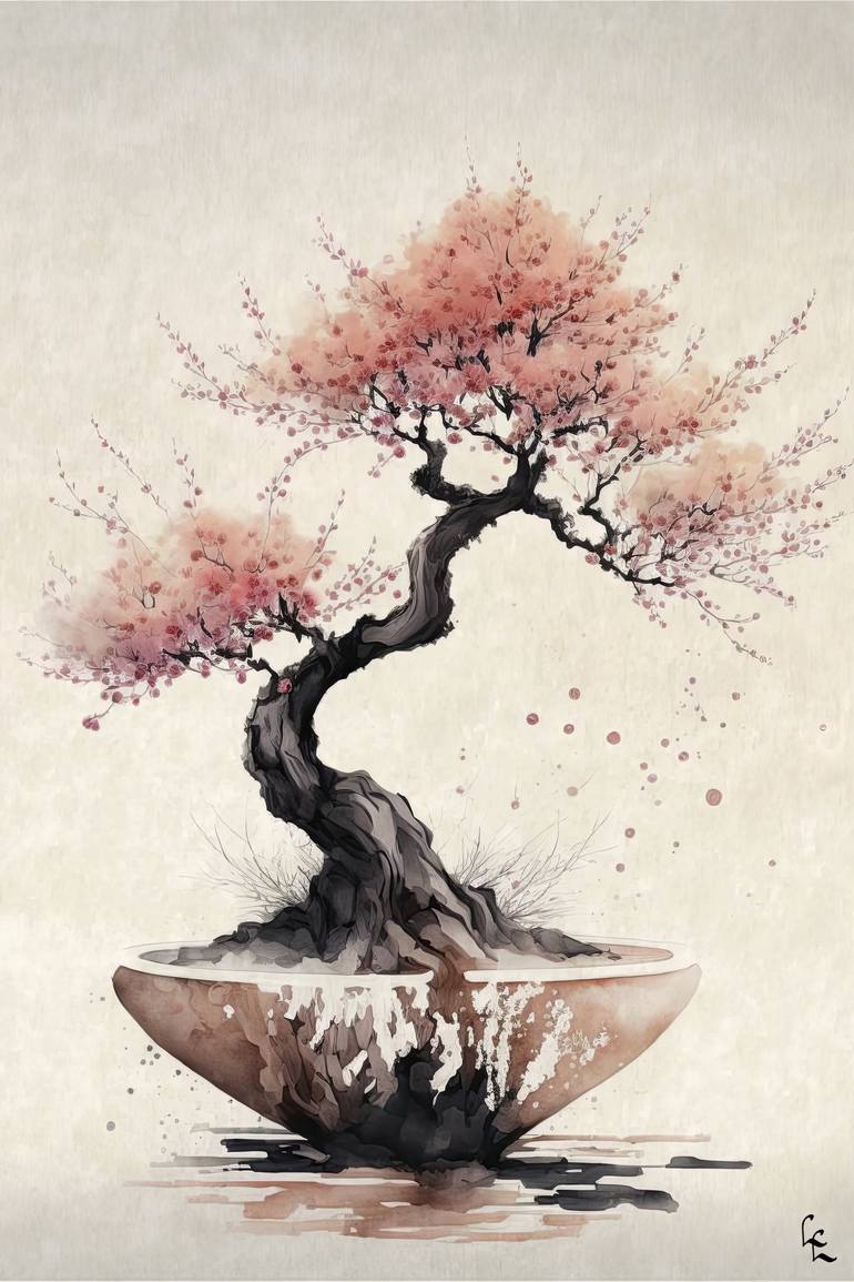 japanese bonsai tree painting