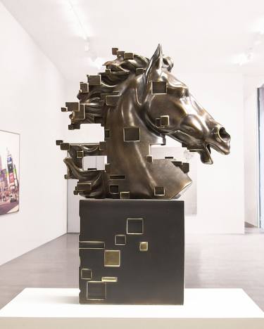 Pixelated Horse - Miguel Guia Modern Bronze layer Sculpture thumb