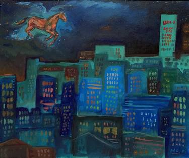 Original Expressionism Cities Paintings by Hajrian Syah