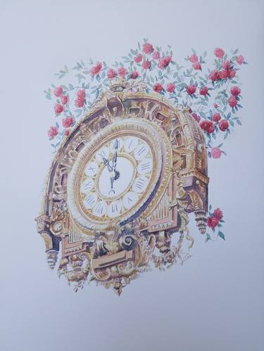 Old clock wrapping with roses thumb
