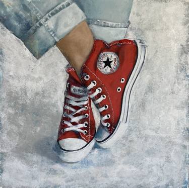 Red Converse - original artwork, woman fashion, shoes, sneakers thumb