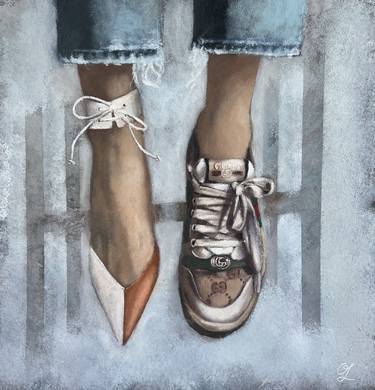 Don't need to choose - acrylic on paper, shoes and sneakers thumb