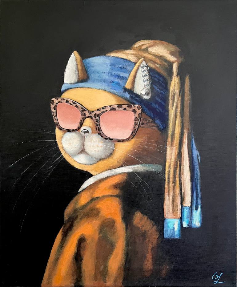 Original Contemporary Cats Painting by Olesya Izmaylova
