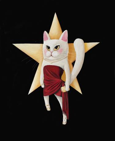 Time to shine! - acrylic painting, fashion, cat thumb