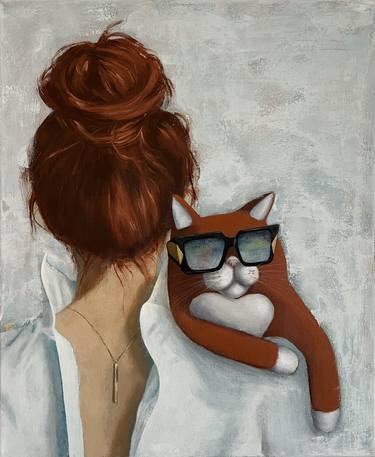 The best friend - red and ginger, woman and cat friendship thumb