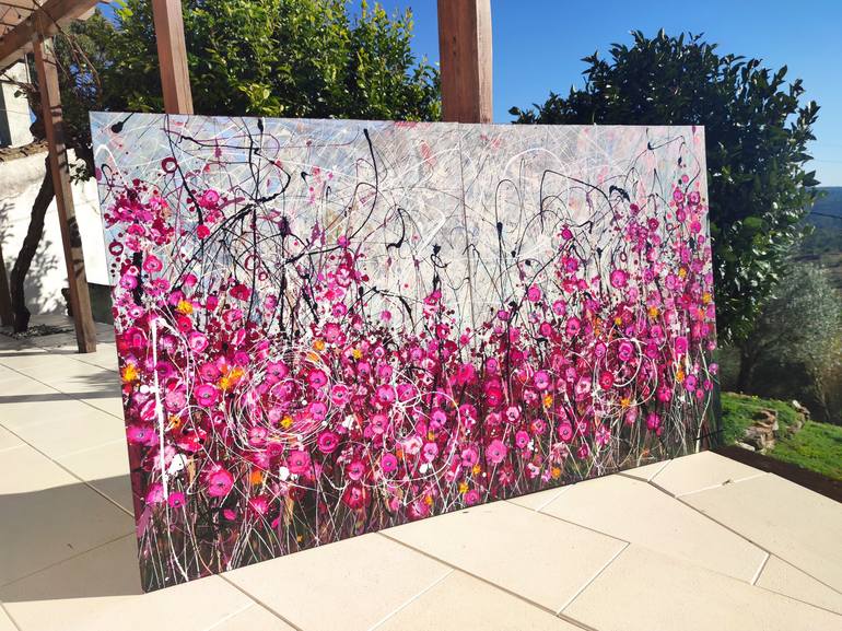 Original Abstract Expressionism Floral Painting by Angie Wright