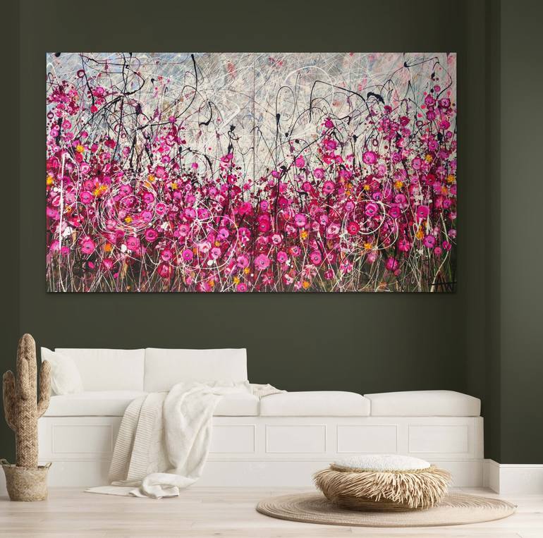 Original Abstract Expressionism Floral Painting by Angie Wright