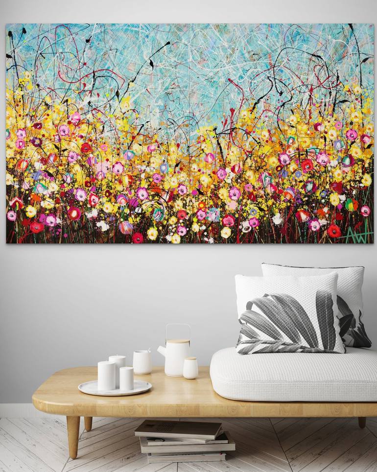 Original Abstract Floral Painting by Angie Wright