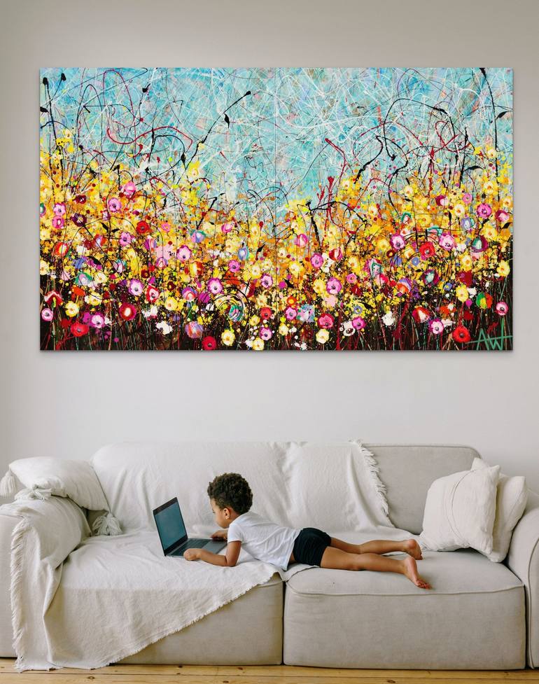 Original Abstract Floral Painting by Angie Wright