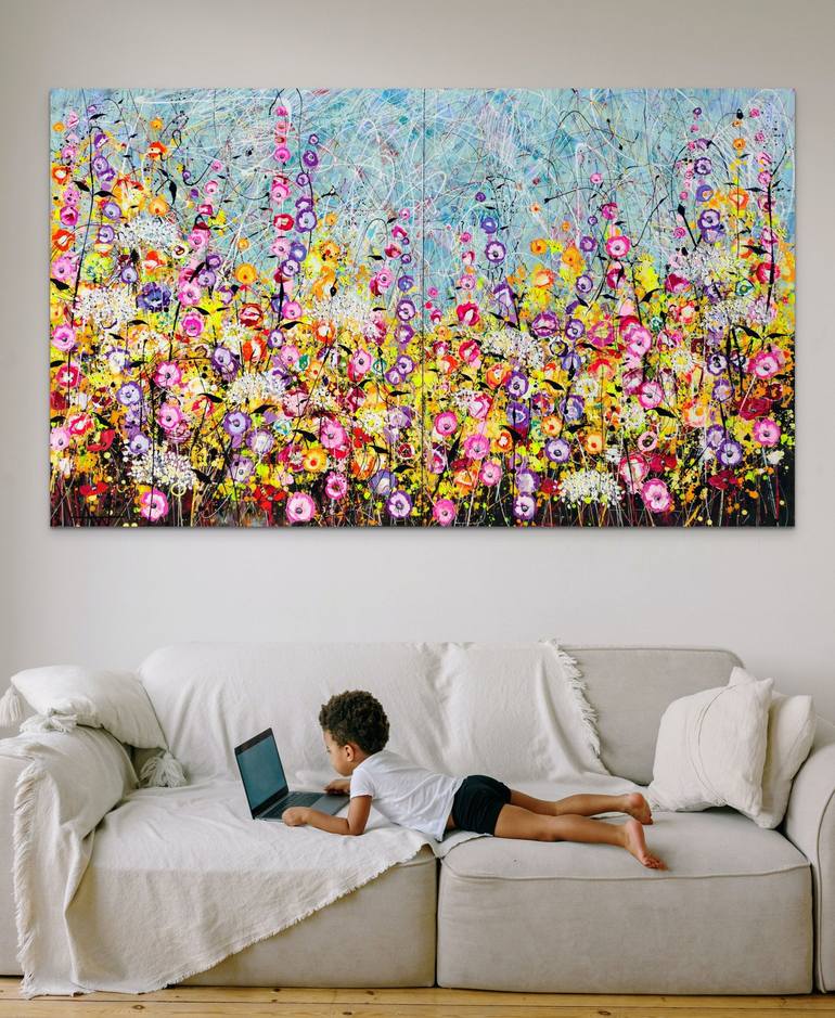 Original Abstract Floral Painting by Angie Wright