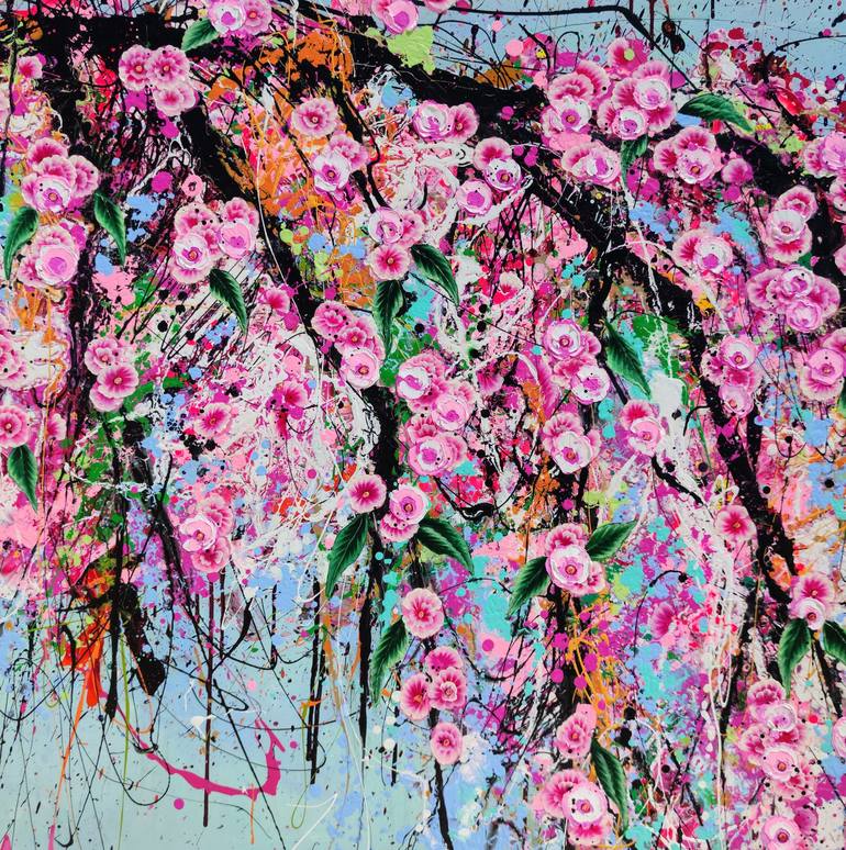 Original Abstract Floral Painting by Angie Wright