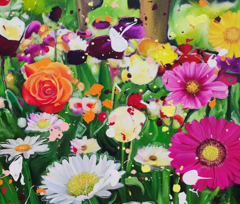 Original Contemporary Floral Painting by Angie Wright