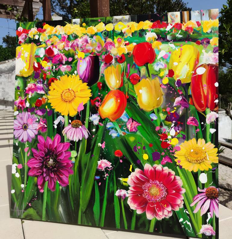 Original Abstract Floral Painting by Angie Wright