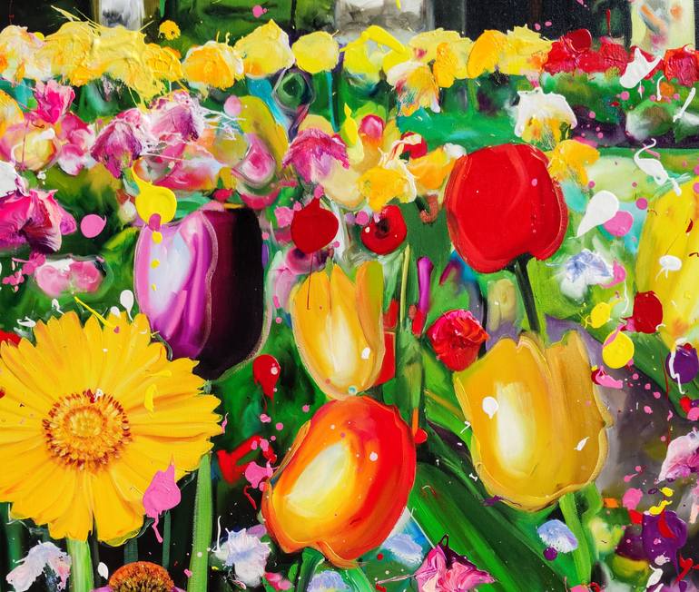 Original Abstract Floral Painting by Angie Wright