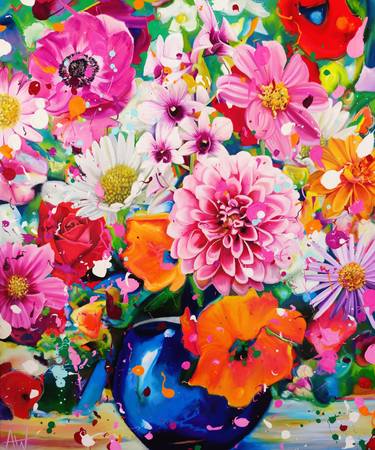 Original Abstract Floral Paintings by Angie Wright