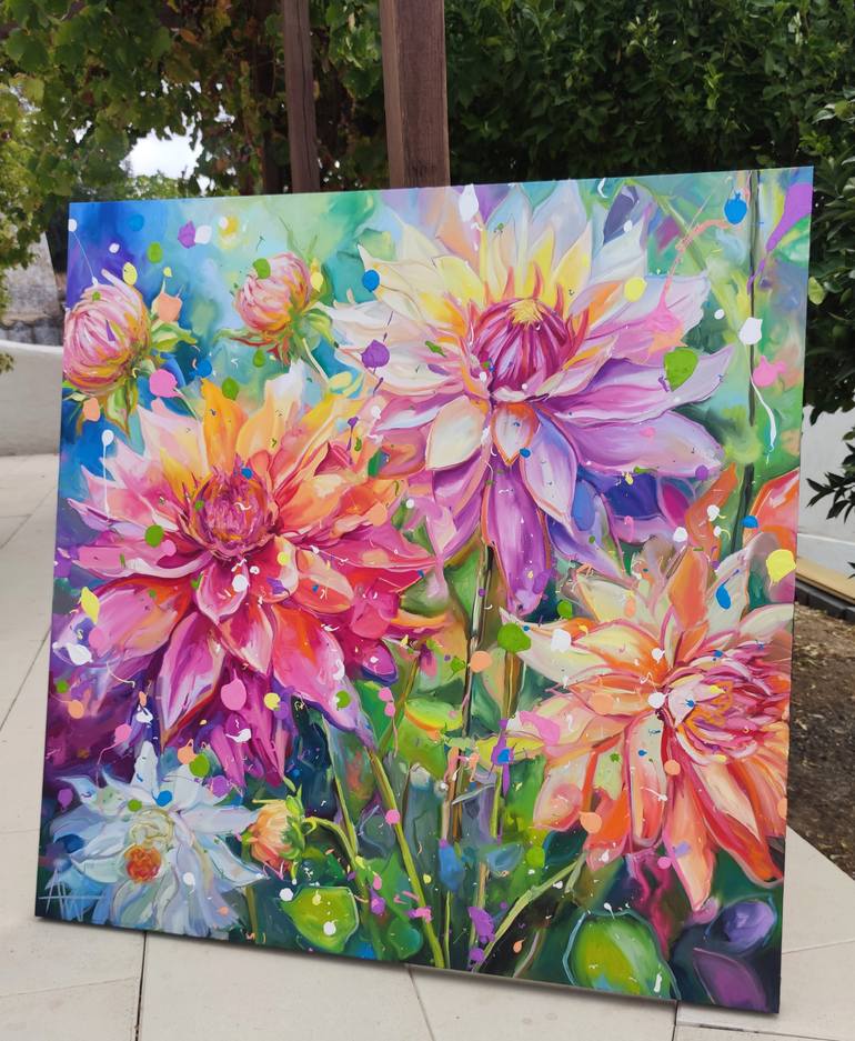 Original Expressionism Floral Painting by Angie Wright